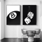 Black White 8 Ball Canvas Wall Art Modern Billiards Club Poster Decor 0