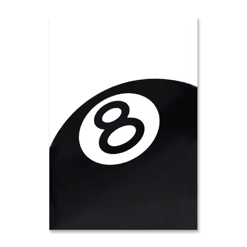 Black White 8 Ball Canvas Wall Art Modern Billiards Club Poster Decor 3