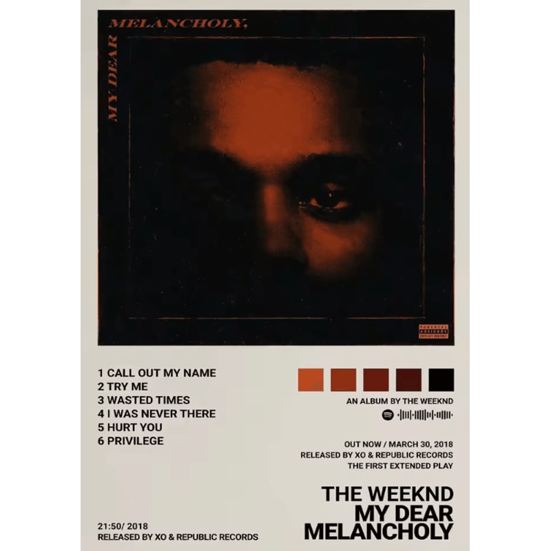 The Weeknd Hip Hop Album Canvas Poster Modern Music Wall Art Decor 4