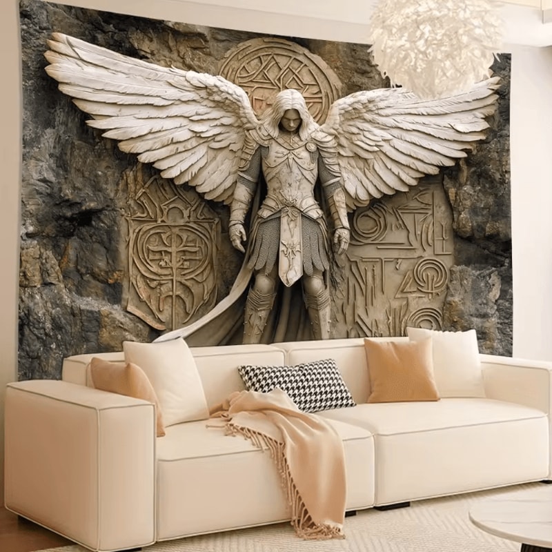 3D Angel Wall Tapestry Glam Polyester Hanging Decor For Living Room Bedroom 1