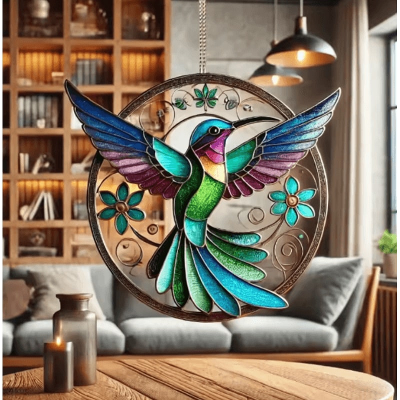 Kawaii Acrylic Hummingbird Wind Chime Keychain Colorful Hanging Pendant Decor 4