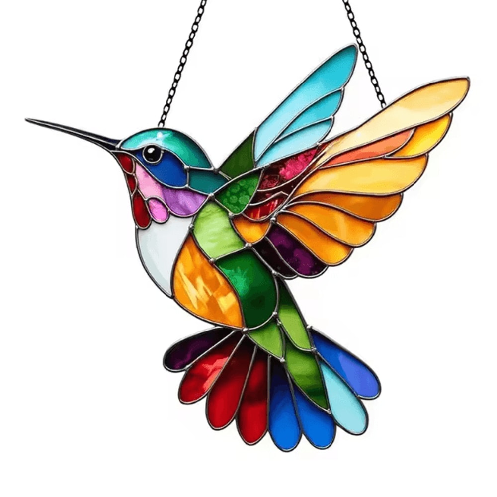 Kawaii Acrylic Hummingbird Wind Chime Keychain Colorful Hanging Pendant Decor 7