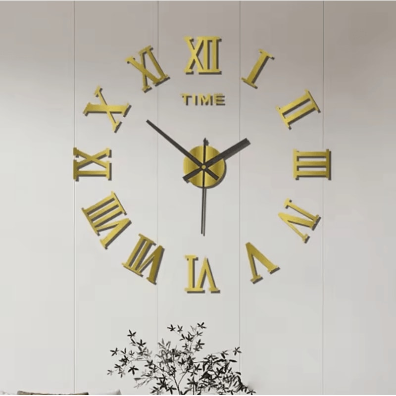 Large 3D DIY Frameless Wall Clock Modern Silent Acrylic Wall Sticker Clock 2