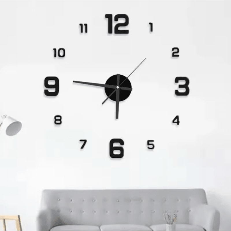 Large 3D DIY Frameless Wall Clock Modern Silent Acrylic Wall Sticker Clock 4