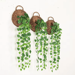 artificial hanging ivy basket vine – lush green rattan garland decor for home & events