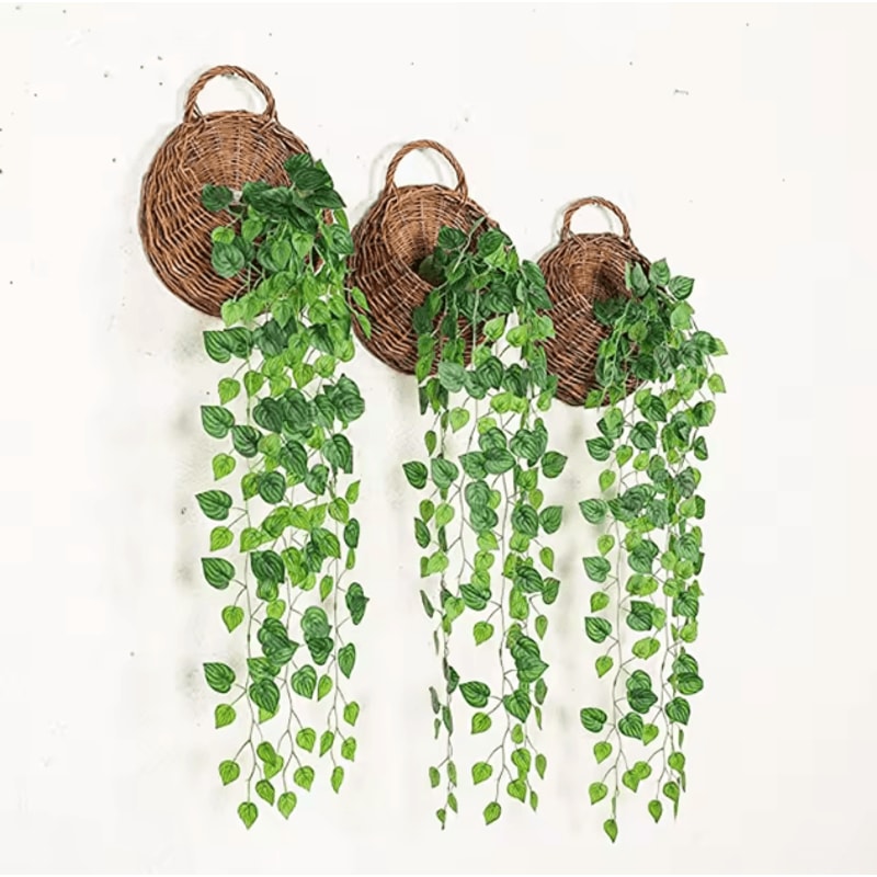 Artificial Hanging Ivy Basket Vine Lush Green Rattan Garland Decor For Home Events 0