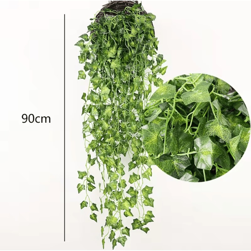 Artificial Hanging Ivy Basket Vine Lush Green Rattan Garland Decor For Home Events 1