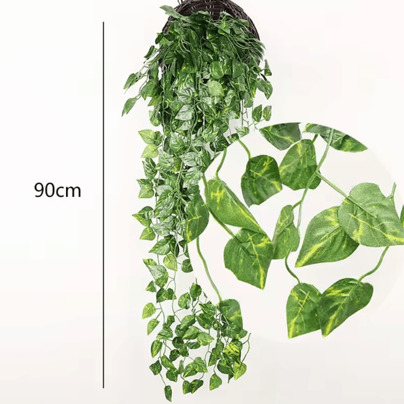 Artificial Hanging Ivy Basket Vine Lush Green Rattan Garland Decor For Home Events 6