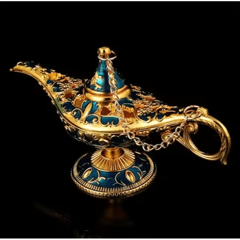 Vintage Aladdin Genie Magic Lamp Classic Metal Arabian Decor For Home Display 2