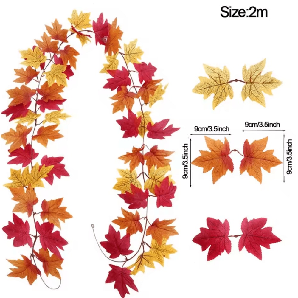 Artificial Maple Leaf Garland Autumn Fall Vine Decor For Home Thanksgiving Halloween 1