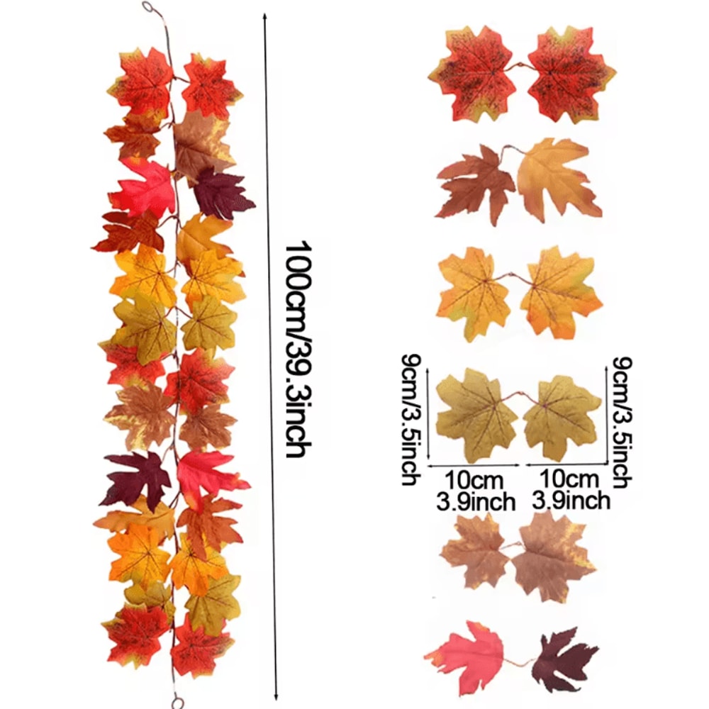 Artificial Maple Leaf Garland Autumn Fall Vine Decor For Home Thanksgiving Halloween 7