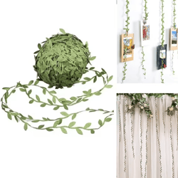artificial green leaf vine ribbon – diy craft garland for wedding & home decor