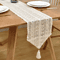 Boho Macrame Beige Table Runner With Tassels Vintage Farmhouse Crochet Table Decor 4