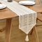 Boho Macrame Beige Table Runner With Tassels Vintage Farmhouse Crochet Table Decor 4