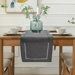 classic linen table runner – rustic farmhouse dining table decor