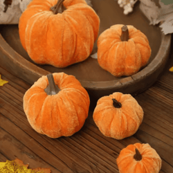 luxury velvet pumpkin decor – elegant fall & thanksgiving table accent