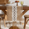 Boho Macrame Table Runner With Tassels Rustic Farmhouse Burlap Table Decor 0