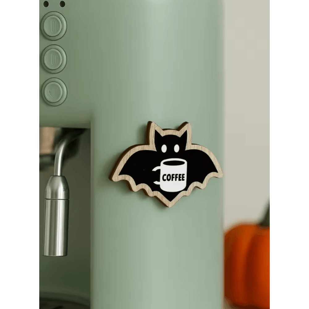 Cute Wooden Bat Coffee Decor Halloween Hanging Sticker Ornament 0