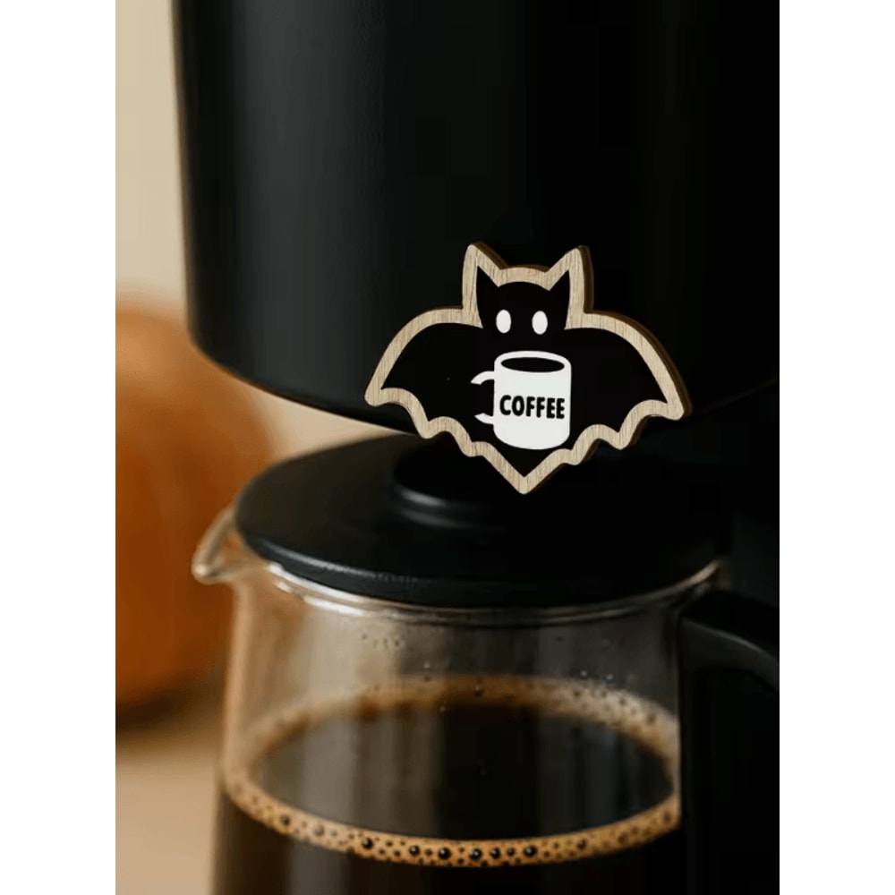 Cute Wooden Bat Coffee Decor Halloween Hanging Sticker Ornament 1