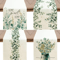 Eucalyptus Linen Table Runner Green Botanical Farmhouse Table Decor 0