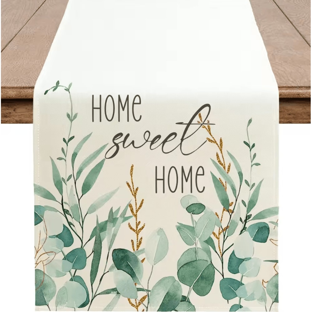 Eucalyptus Linen Table Runner Green Botanical Farmhouse Table Decor 2