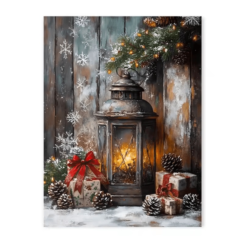 Vintage Red Truck Christmas Canvas Wall Art Rustic Winter Farmhouse Decor 3