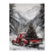 Vintage Red Truck Christmas Canvas Wall Art Rustic Winter Farmhouse Decor 4