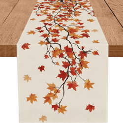 maple leaf burlap table runner – rustic autumn farmhouse dining decor