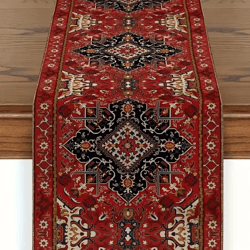 bohemian persian stripe table runner – vintage red farmhouse dining decor