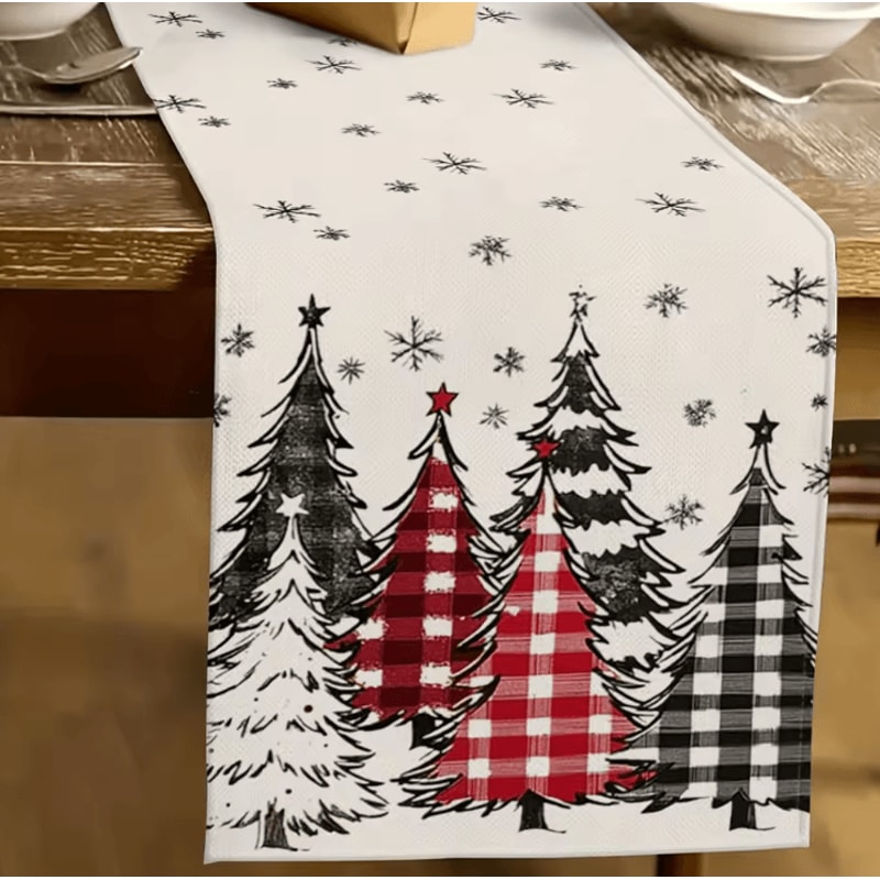 Retro Plaid Christmas Table Runner Festive Winter Farmhouse Dining Decor 1