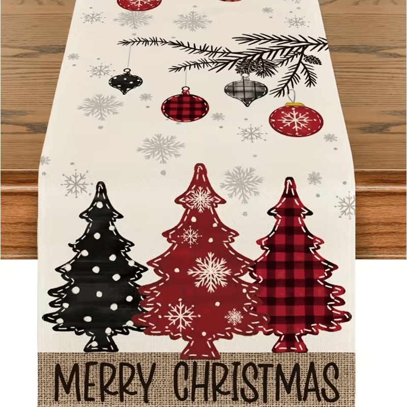 Retro Plaid Christmas Table Runner Festive Winter Farmhouse Dining Decor 3