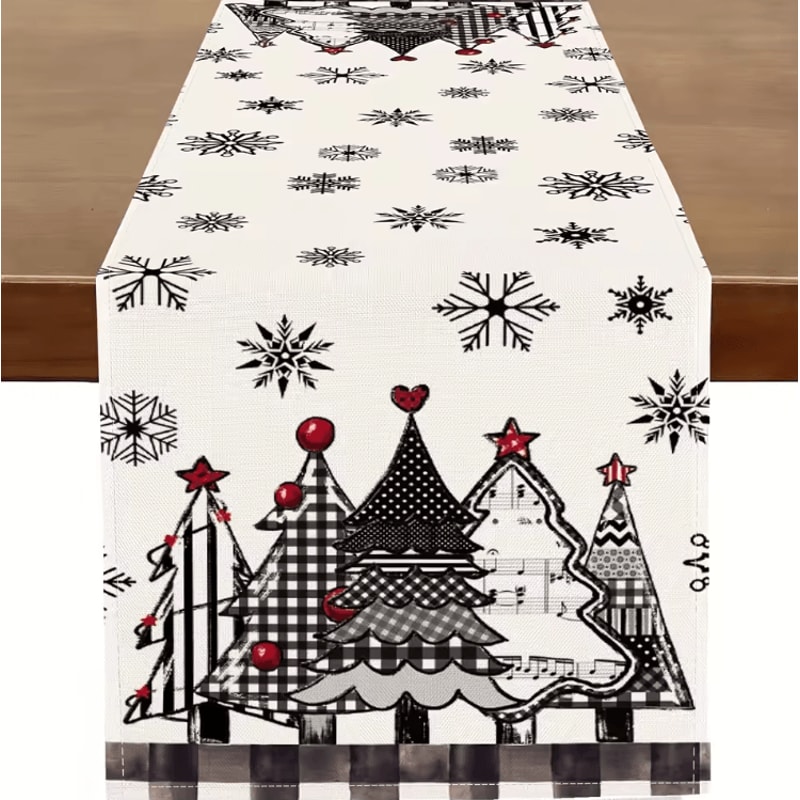 Retro Plaid Christmas Table Runner Festive Winter Farmhouse Dining Decor 4