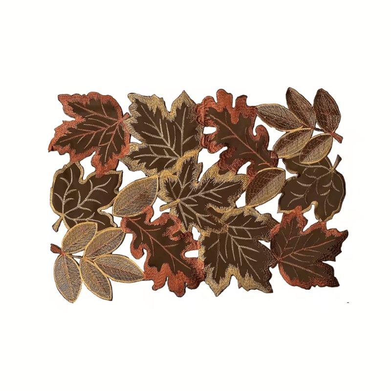 Embroidered Maple Leaf Table Runner Rustic Farmhouse Fall Thanksgiving Decor 2