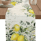Eucalyptus Lemon Linen Table Runner Fresh Botanical Farmhouse Dining Decor 0