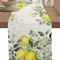 Eucalyptus Lemon Linen Table Runner Fresh Botanical Farmhouse Dining Decor 0