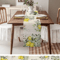 Eucalyptus Lemon Linen Table Runner Fresh Botanical Farmhouse Dining Decor 1