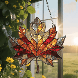 acrylic maple leaf suncatcher – autumn light catcher hanging decor