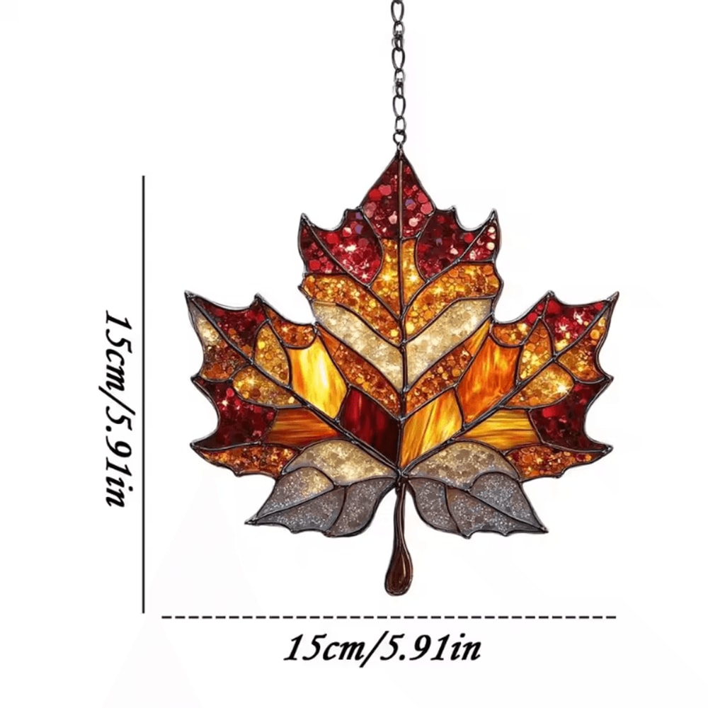 Acrylic Maple Leaf Suncatcher Autumn Light Catcher Hanging Decor 4