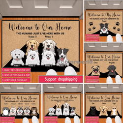 personalized cartoon pet doormat – custom dog & cat welcome home rug