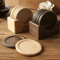 6Piece Walnut Wood Coaster Set Round Japanese Style Table Protection Decor 0