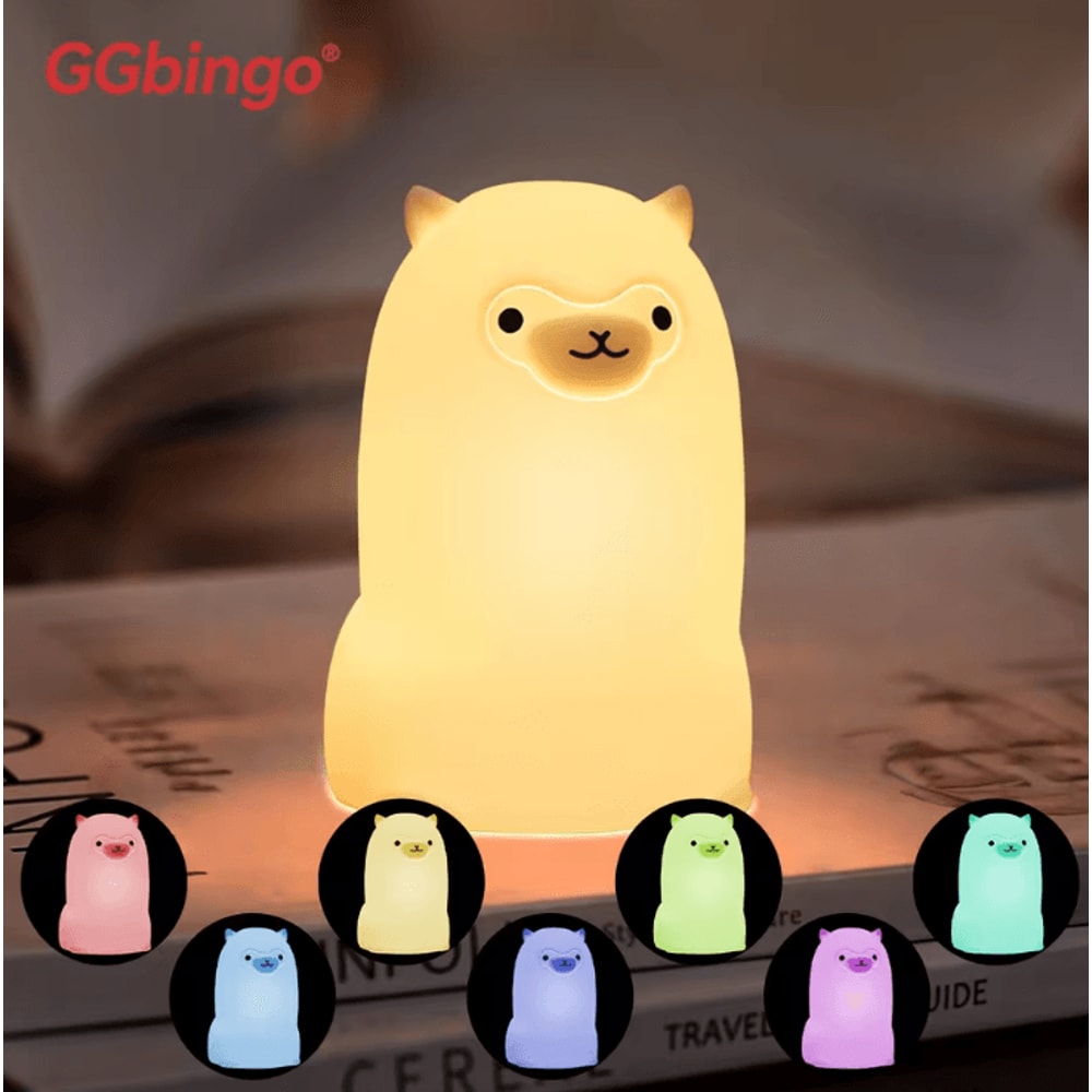 Cute Pear Duck Silicone Night Light 7Color Touch Dimmable USB Lamp 1