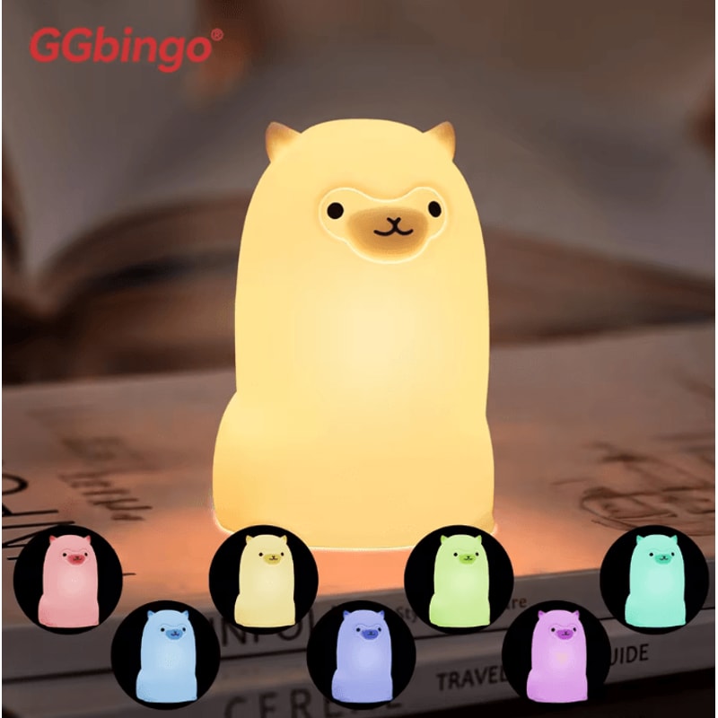 Cute Pear Duck Silicone Night Light 7Color Touch Dimmable USB Lamp 1