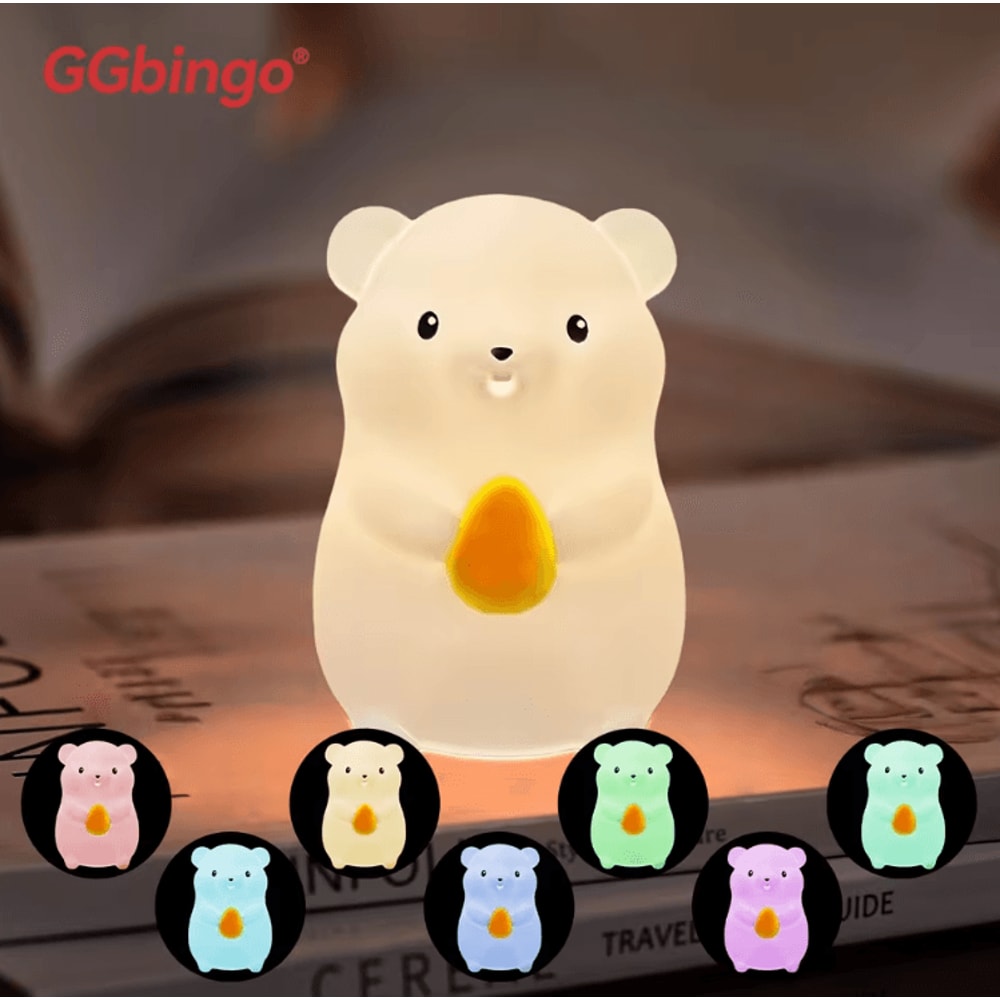 Cute Pear Duck Silicone Night Light 7Color Touch Dimmable USB Lamp 5