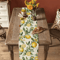 Watercolor Lemon Linen Table Runner Fresh Botanical Farmhouse Dining Decor 1