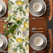 Watercolor Lemon Linen Table Runner Fresh Botanical Farmhouse Dining Decor 2