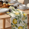 Watercolor Lemon Linen Table Runner Fresh Botanical Farmhouse Dining Decor 4