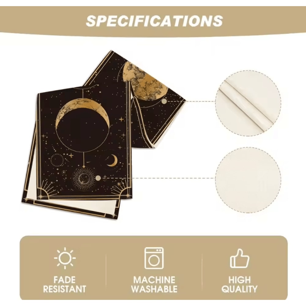 Astrology Moon Phase Linen Table Runner Mystical Celestial Gothic Dining Decor 4
