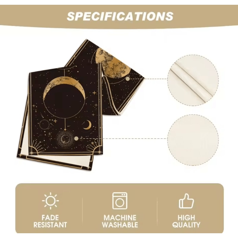 Astrology Moon Phase Linen Table Runner Mystical Celestial Gothic Dining Decor 4