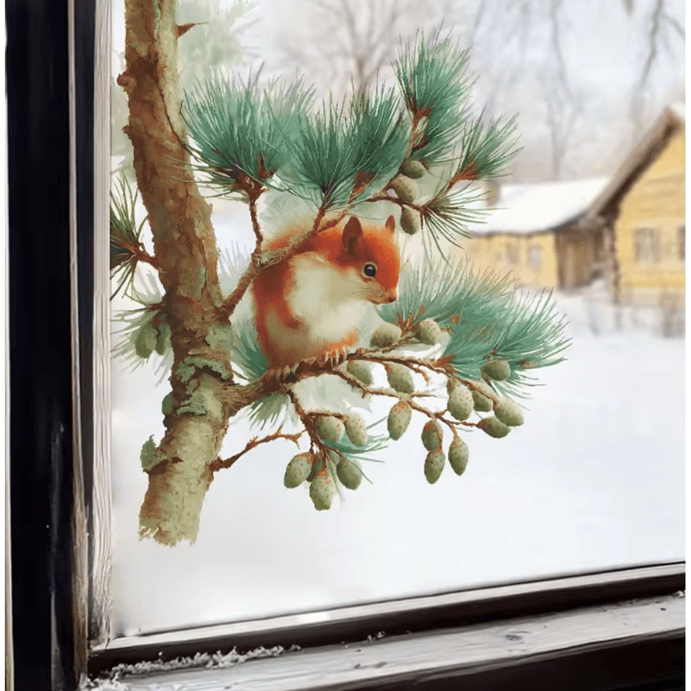 Cute Squirrel Wall Sticker Decal Cartoon Animal Window Room Decor 0