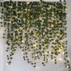 led ivy vine string lights – glowing artificial garland bedroom decor